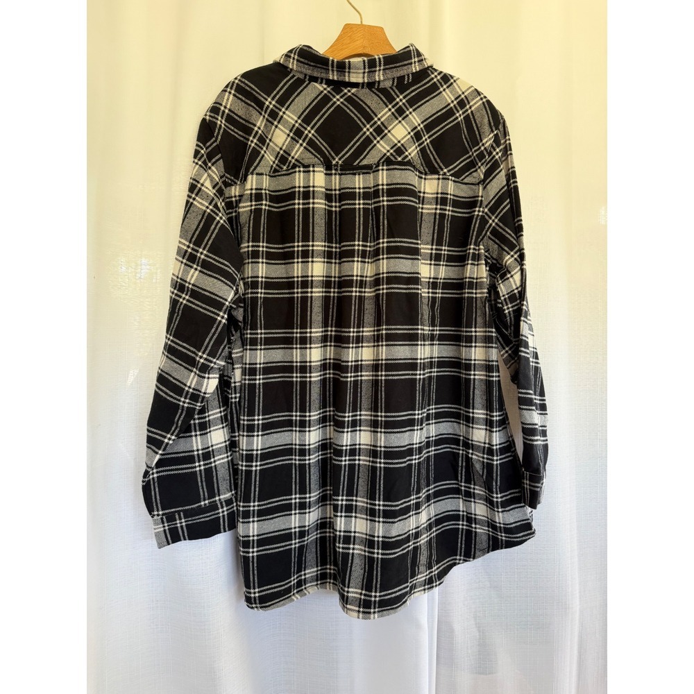 Duluth Trading Co Folklore Flannel Shirt Women's Size 2X Black White Plaid - Picture 3 of 6